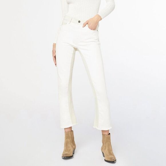 FRAME Le Crop Mini Bootcut Jeans Size 24 Neutral White Western Boho Festival 70s - Picture 3 of 12